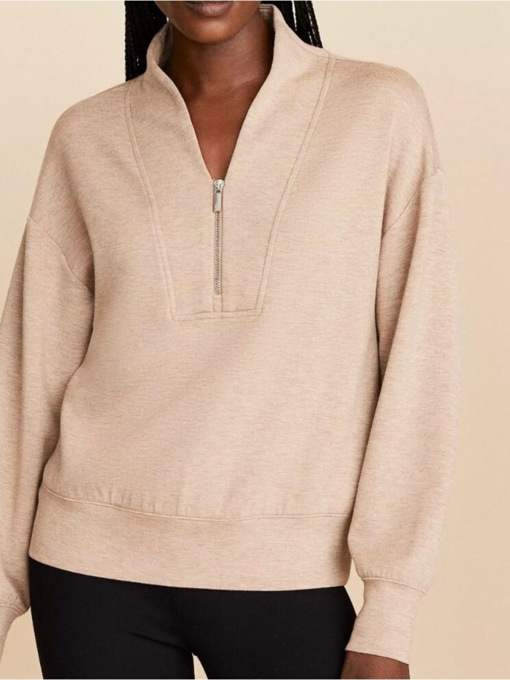 Lou & Grey Half-Zip Scubasoft Sweatshirt in Taupe